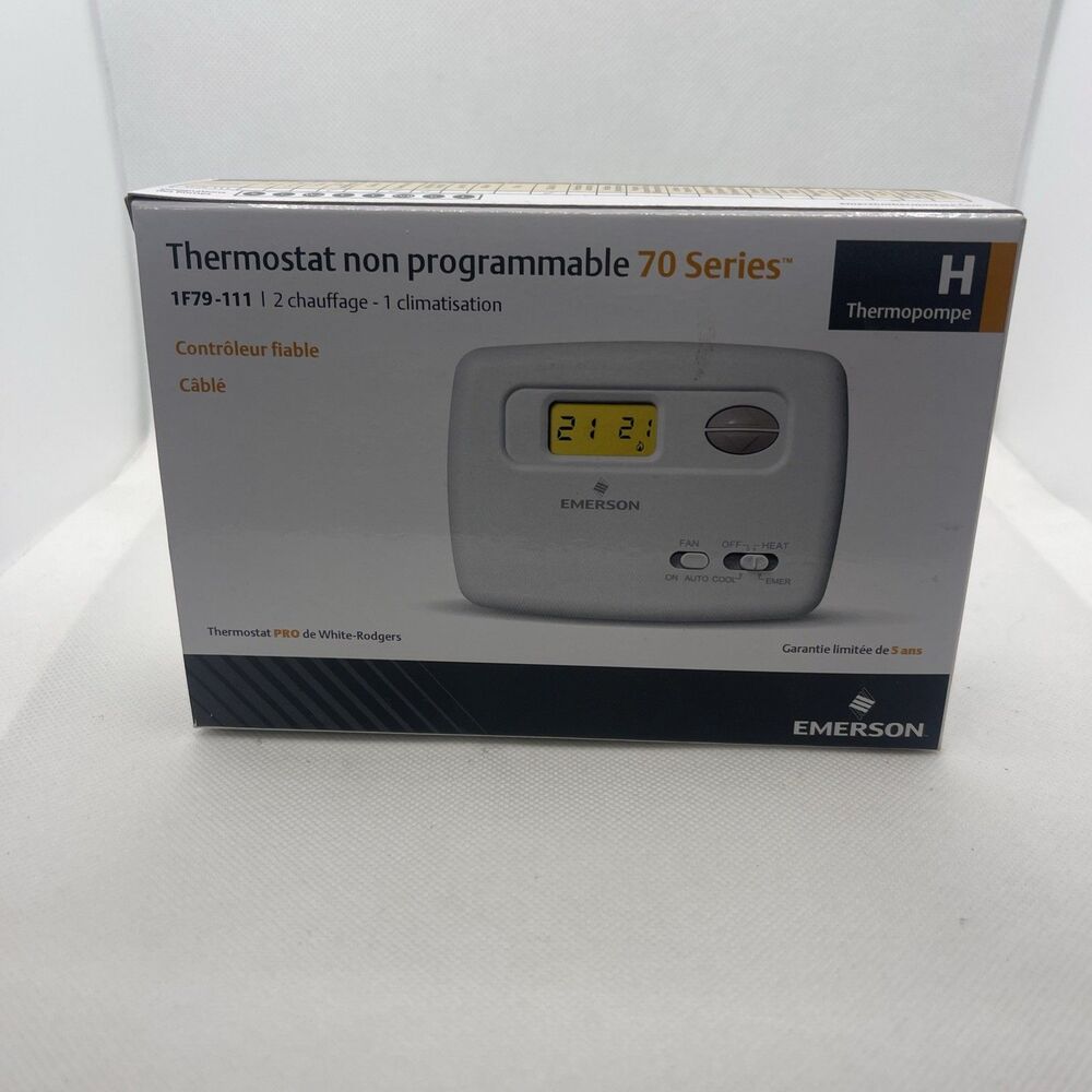 EMERSON 1F79-111 Thermostat, 2 H 1 C, Hardwired, 24VAC